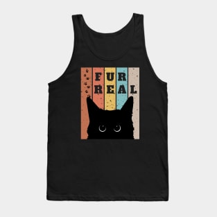 fur real - cute black cat makes eye contact Tank Top